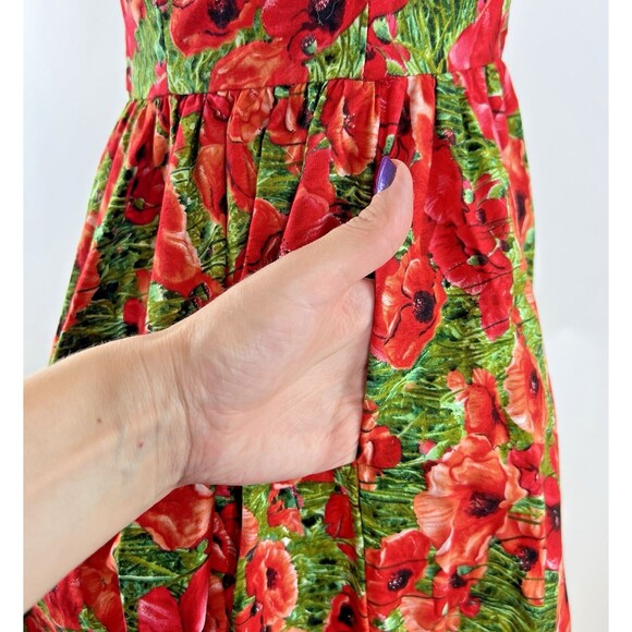 Bernie Dexter Swan Dress Size XS Poppy Floral Print A Line Rockabilly Pockets - Picture 8 of 11